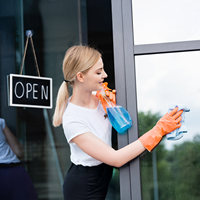 shop windows, showcases cleaning